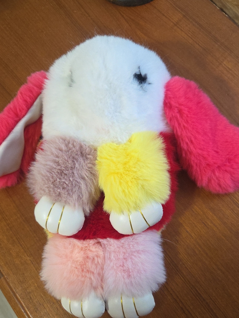 Colorful Plush Bunny Handbag Charm - Multicolor Fur